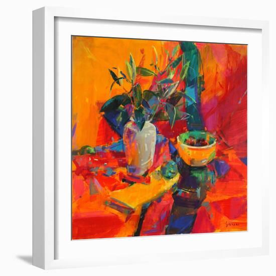 Lilies on a Red Ground, 2012-Peter Graham-Framed Giclee Print