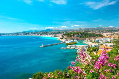 Panoramic Images Canvas Art Prints - Beach Landscape, Nice, French Riviera, Provence-Alpes-Cote d'Azur, France ( places > Europe > France > Provence