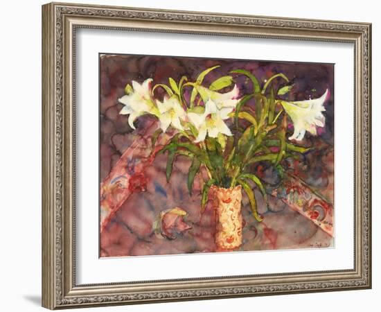 Lillies (W/C)-Ann Oram-Framed Giclee Print