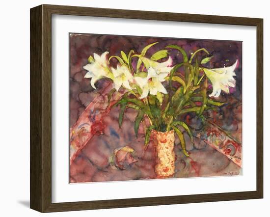 Lillies (W/C)-Ann Oram-Framed Giclee Print