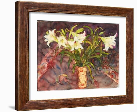 Lillies (W/C)-Ann Oram-Framed Giclee Print