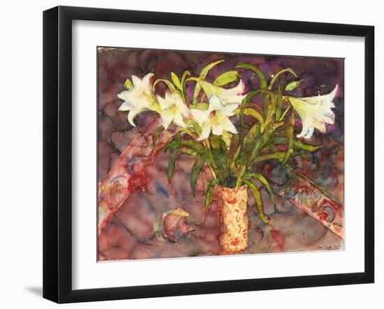 Lillies (W/C)-Ann Oram-Framed Giclee Print