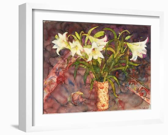 Lillies (W/C)-Ann Oram-Framed Giclee Print