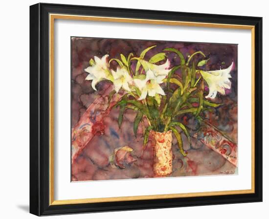 Lillies (W/C)-Ann Oram-Framed Giclee Print
