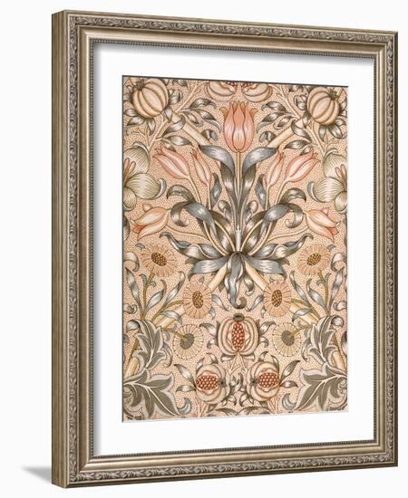 Lily and Pomegranate Wallpaper Design, 1886 (Colour Woodblock Print on Paper)-William Morris-Framed Giclee Print