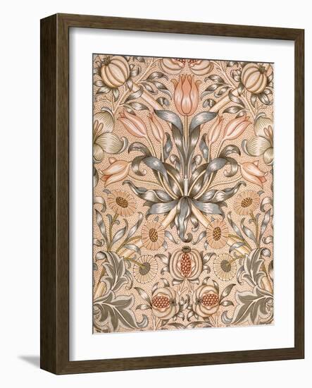 Lily and Pomegranate Wallpaper Design, 1886 (Colour Woodblock Print on Paper)-William Morris-Framed Giclee Print