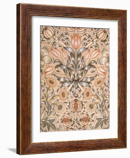 Lily and Pomegranate Wallpaper Design, 1886 (Colour Woodblock Print on Paper)-William Morris-Framed Giclee Print