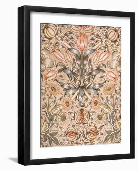 Lily and Pomegranate Wallpaper Design, 1886 (Colour Woodblock Print on Paper)-William Morris-Framed Giclee Print
