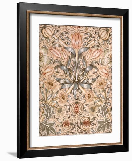 Lily and Pomegranate Wallpaper Design, 1886 (Colour Woodblock Print on Paper)-William Morris-Framed Giclee Print