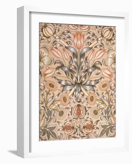 Lily and Pomegranate Wallpaper Design, 1886 (Colour Woodblock Print on Paper)-William Morris-Framed Giclee Print