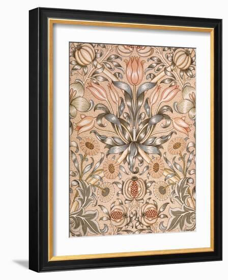 Lily and Pomegranate Wallpaper Design, 1886 (Colour Woodblock Print on Paper)-William Morris-Framed Giclee Print