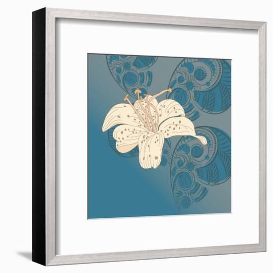 Lily on Floral Background.-alex makarova-Framed Art Print