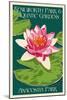 Lily Pad and Lotus - Kenilworth Aquatic Gardens-Lantern Press-Mounted Art Print