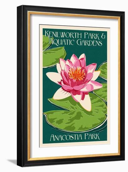 Lily Pad and Lotus - Kenilworth Aquatic Gardens-Lantern Press-Framed Art Print