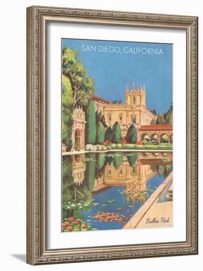 Lily Pond in Balboa Park, San Diego, California-null-Framed Art Print