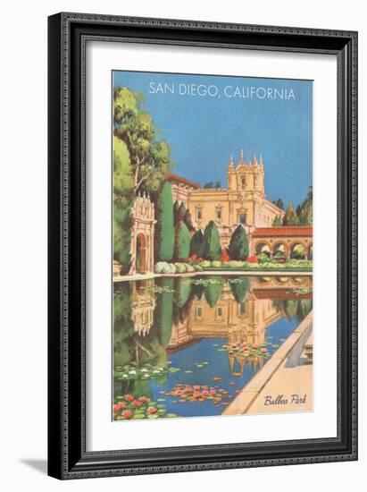 Lily Pond in Balboa Park, San Diego, California-null-Framed Art Print