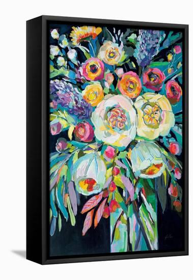 Lilys Bouquet Black-Jeanette Vertentes-Framed Stretched Canvas
