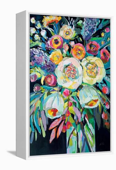 Lilys Bouquet Black-Jeanette Vertentes-Framed Stretched Canvas