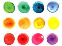 Set of Watercolor Circles  in Vibrant Colors. Watercolor Wet Stains Isolated on White.-LiMaxo-Stretched Canvas