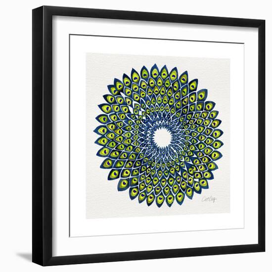 Lime and Navy Peacock-Cat Coquillette-Framed Giclee Print