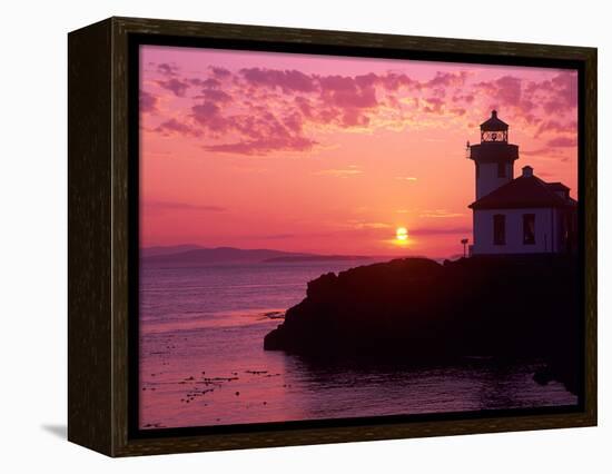 Lime Kiln Lighthouse, Entrance to Haro Strait, San Juan Island, Washington, USA-Jamie & Judy Wild-Framed Premier Image Canvas