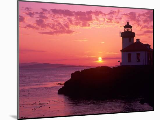 Lime Kiln Lighthouse, Entrance to Haro Strait, San Juan Island, Washington, USA-Jamie & Judy Wild-Mounted Photographic Print