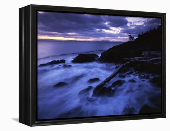 Lime Liln Lighthouse at dusk, Lime Liln State Park, San Juan Island, Washington, USA-Charles Gurche-Framed Premier Image Canvas