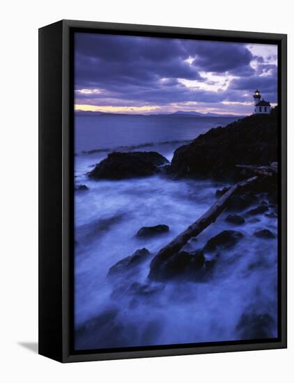 Lime Liln Lighthouse at dusk, Lime Liln State Park, San Juan Island, Washington, USA-Charles Gurche-Framed Premier Image Canvas