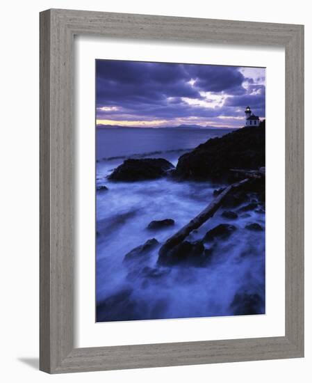 Lime Liln Lighthouse at dusk, Lime Liln State Park, San Juan Island, Washington, USA-Charles Gurche-Framed Photographic Print