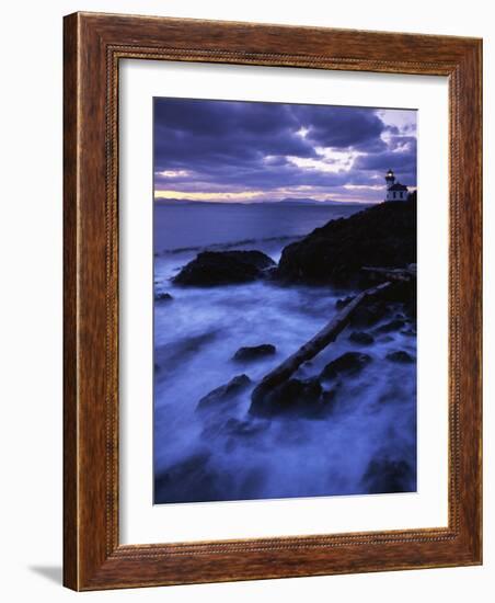 Lime Liln Lighthouse at dusk, Lime Liln State Park, San Juan Island, Washington, USA-Charles Gurche-Framed Photographic Print