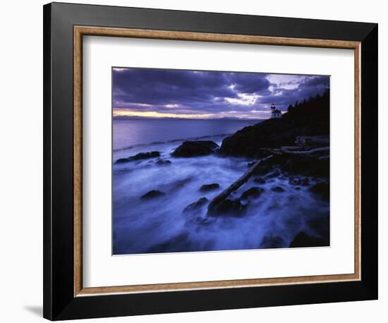 Lime Liln Lighthouse at dusk, Lime Liln State Park, San Juan Island, Washington, USA-Charles Gurche-Framed Photographic Print