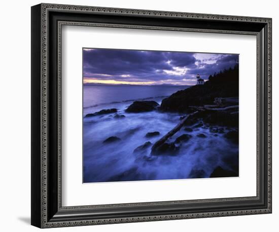 Lime Liln Lighthouse at dusk, Lime Liln State Park, San Juan Island, Washington, USA-Charles Gurche-Framed Photographic Print