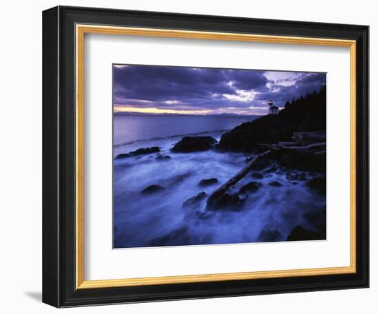 Lime Liln Lighthouse at dusk, Lime Liln State Park, San Juan Island, Washington, USA-Charles Gurche-Framed Photographic Print