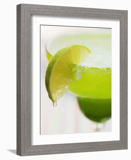 Lime Wedge on Cocktail Glass with Sugared Rim-null-Framed Photographic Print