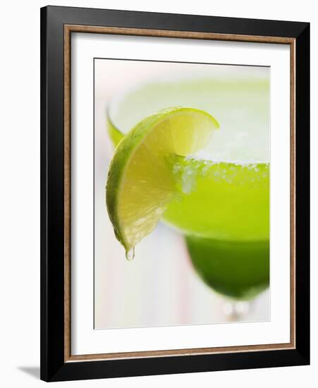 Lime Wedge on Cocktail Glass with Sugared Rim-null-Framed Photographic Print