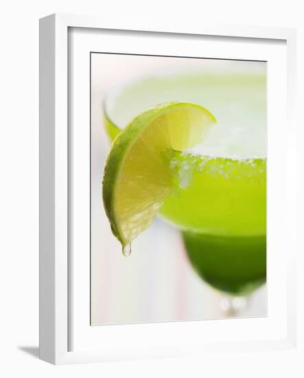 Lime Wedge on Cocktail Glass with Sugared Rim-null-Framed Photographic Print