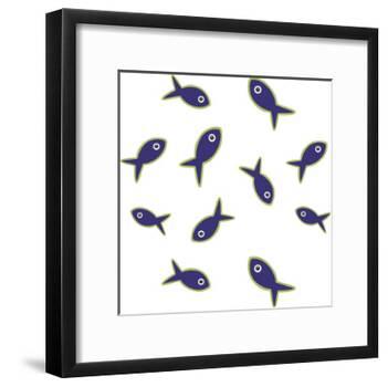 Lime With Purple Fish Repeat-Cindy Wider-Framed Giclee Print
