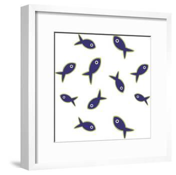 Lime With Purple Fish Repeat-Cindy Wider-Framed Giclee Print