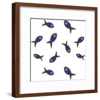 Lime With Purple Fish Repeat-Cindy Wider-Framed Giclee Print