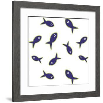 Lime With Purple Fish Repeat-Cindy Wider-Framed Giclee Print