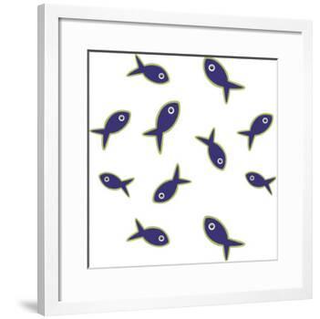 Lime With Purple Fish Repeat-Cindy Wider-Framed Giclee Print