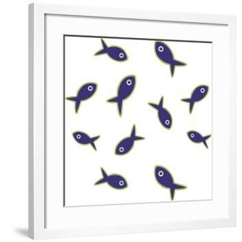 Lime With Purple Fish Repeat-Cindy Wider-Framed Giclee Print