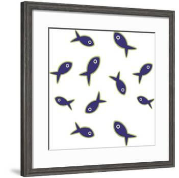 Lime With Purple Fish Repeat-Cindy Wider-Framed Giclee Print