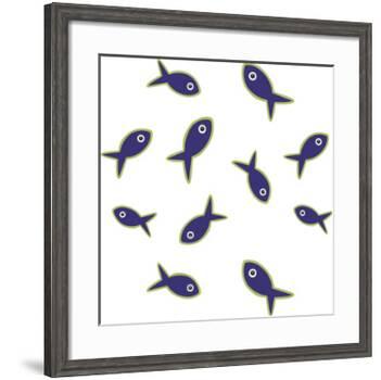 Lime With Purple Fish Repeat-Cindy Wider-Framed Giclee Print