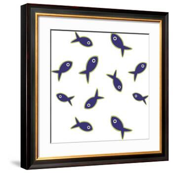 Lime With Purple Fish Repeat-Cindy Wider-Framed Giclee Print