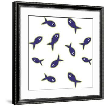 Lime With Purple Fish Repeat-Cindy Wider-Framed Giclee Print