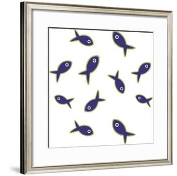 Lime With Purple Fish Repeat-Cindy Wider-Framed Giclee Print