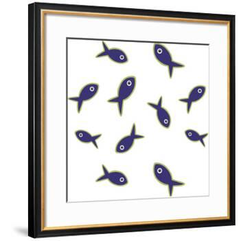 Lime With Purple Fish Repeat-Cindy Wider-Framed Giclee Print