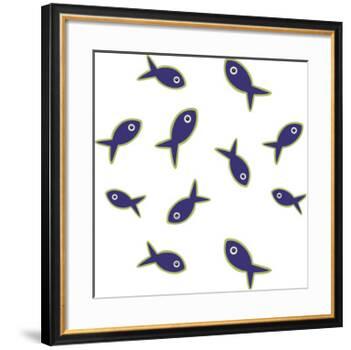 Lime With Purple Fish Repeat-Cindy Wider-Framed Giclee Print