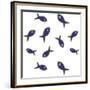 Lime With Purple Fish Repeat-Cindy Wider-Framed Giclee Print